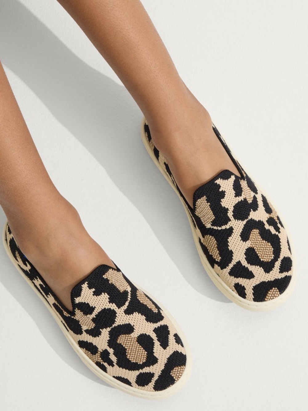 Rothy's Leopard Knit Slip-On Flats - Black & Tan